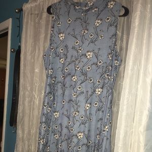 Pink rose blue flowered dress